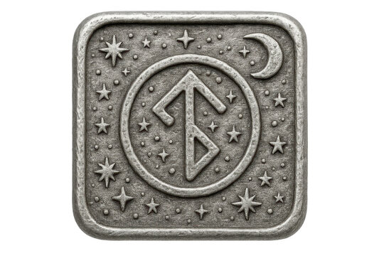 Othala rune symbol with stars and moon