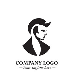 Stylish Handsome Man Silhouette Logo Symbol in Black on White Background – Modern Minimalist Vector Design