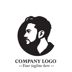 Stylish Handsome Man Silhouette Logo Symbol in Black on White Background – Modern Minimalist Vector Design