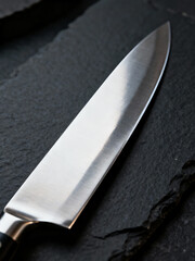 Stainless Kitchen Knife on Slate Surface