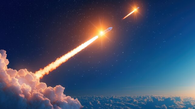 innovation Rocket Group of people watching a rocket launch, with expressions of awe and excitement, symbolizing teamwork, collaboration, and shared ambition.