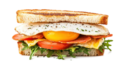Concept of tasty breakfast a sandwich with egg