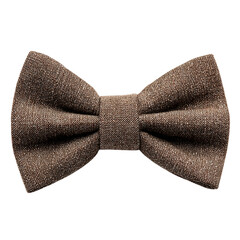 A brown fabric bow tie Isolated transparent on white background