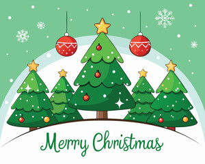 Christmas tree holiday greeting illustration
