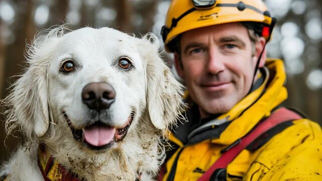 selective focus handler maintaining communication and coordination with dog during search