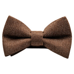 A brown fabric bow tie Isolated transparent on white background