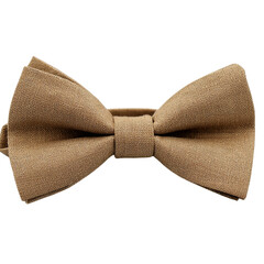 A brown fabric bow tie Isolated transparent on white background