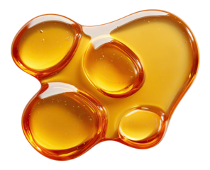 Golden, viscous liquid with bubbles and smooth, rounded edges