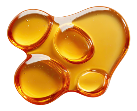 Golden, viscous liquid with bubbles and smooth, rounded edges