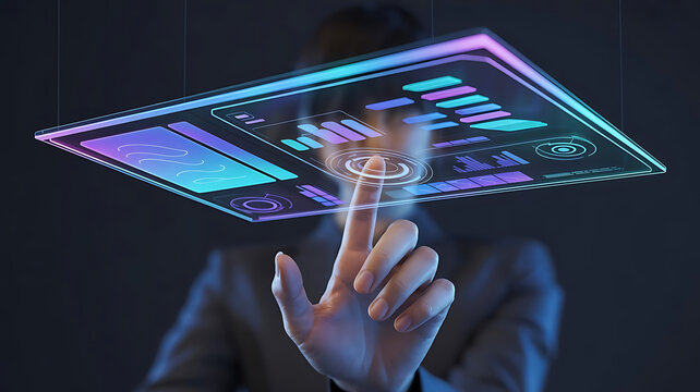 Businessman holding tablet with social media icons on screen