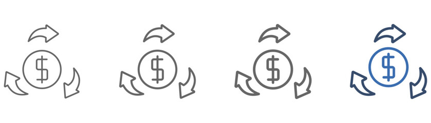 
outline icon set financial consultant with three arrow design, and money
