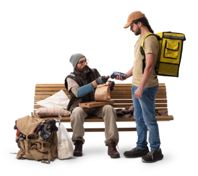 Food Delivery to a Homeless Person