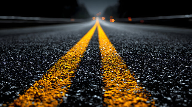 Asphalt highway textured vector background. Paved road with a dividing stripes