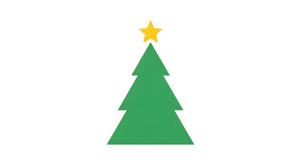 Simple green christmas tree with yellow star decoration