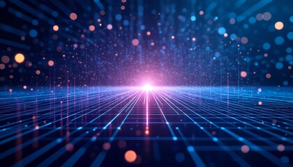 Futuristic digital background with geometric patterns showing analytic progress and clarity