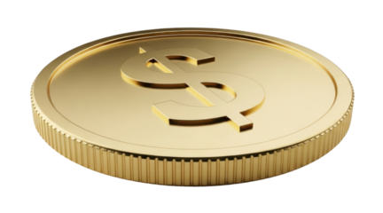 Gold coin with dollar sign transparent background cutout png
