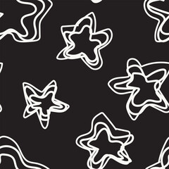 Obraz premium Monochrome Abstract Brush Strokes Seamless Pattern Design