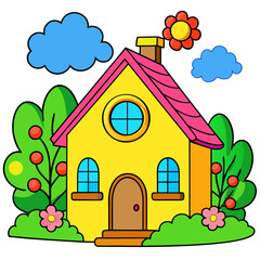House colorful illustration