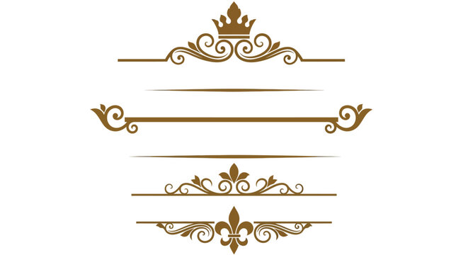 Elegant gold dividers with fleur-de-lis for invitations and designs