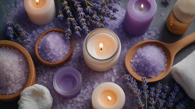 Relaxing Spa Day with Lavender and Candles