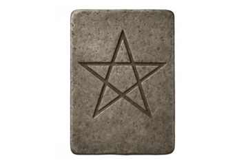 Pentagram stone tablet symbolizing magic and paganism