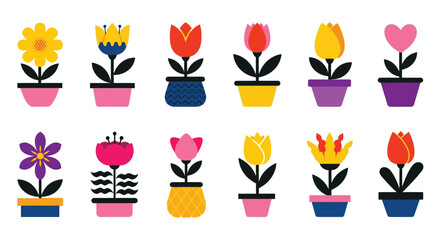 Colorful playful flower pots bring springtime joy to any creative project