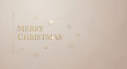 Elegant merry christmas golden text and sparkling snowflakes
