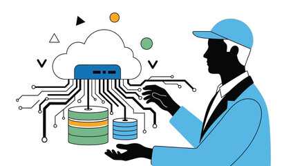 Cloud data engineer visualizing network solutions with data storage
