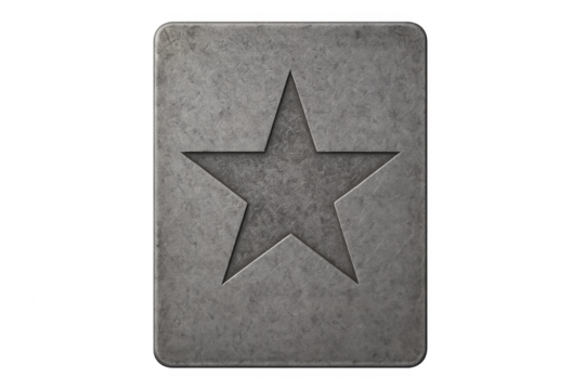 Metal star cutout on grunge texture plate