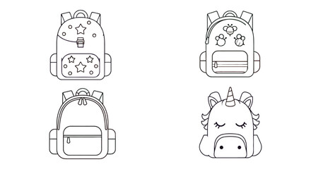Adorable cartoon backpacks set for kids, preschool, and kindergarten