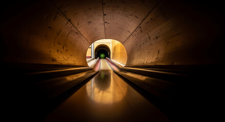 Inside view of a bowling alley ball return system