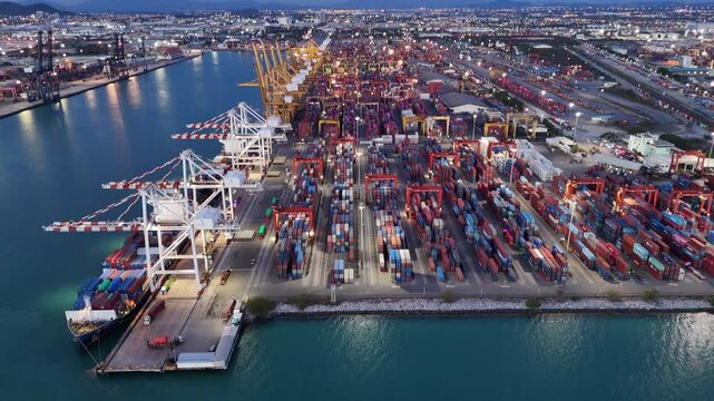  Shipyard Cargo Container Sea Port Freight forwarding service logistics and transportation. International Shipping Depot Custom Port for import export trade Transport Business manufacturing