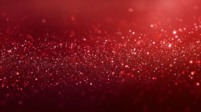 Glittering red and white particles creating a festive and magical atmosphere.