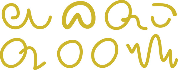 Abstract Yellow Scribbles and Swirls on White Background