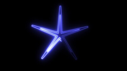 Neon light animation of icon with star glow video animation Ong exposure, light painting photography. Abstract design, vibrant color against a black background 4k video. - Powered by Adobe