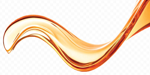 abstract smooth liquid cooking, engine, olive oil and honey splashing with droplets in curve style isolated on white background