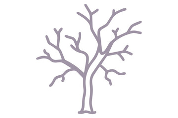Obraz premium Bare tree silhouette with purple outline on a black background branches