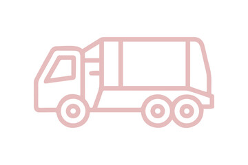 Fototapeta premium Red Line Art Garbage Truck Icon on Black Background graphic design