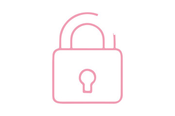 Red open padlock icon with keyhole on a black background unlock security