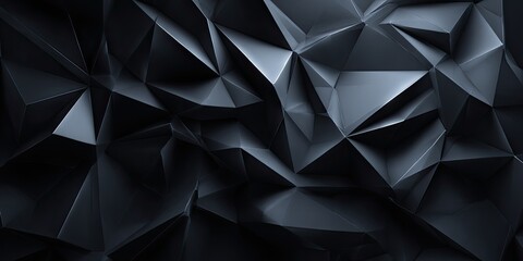 A textured, abstract surface of interconnected, geometric triangular facets in cool gray hues