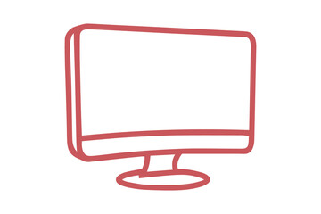 Red Outline of a Computer Monitor on a Black Background screen display