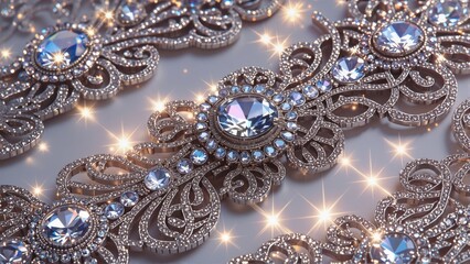 Obraz premium Sparkling Vintage Jewelry Set with Blue Gemstones on Elegant Filigree Metal