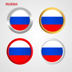 Flag of Russia. Icon of the Russian Federation. Symbols of Russia and Moscow. Isolated official flag illustration. State emblems, history, patriotism. Europe, Vector.