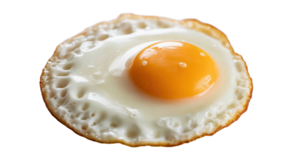 Perfectly cooked sunny side up fried egg isolated on transparent background