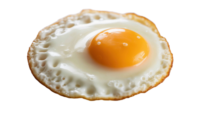 Perfectly cooked sunny side up fried egg isolated on transparent background