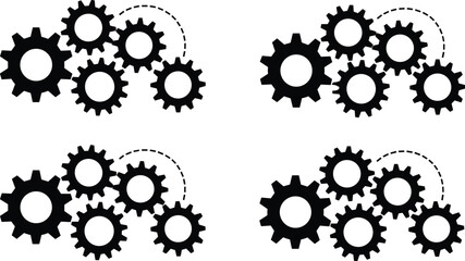 Interlocking Gears Mechanical Engineering Concept Set cogwheel industry