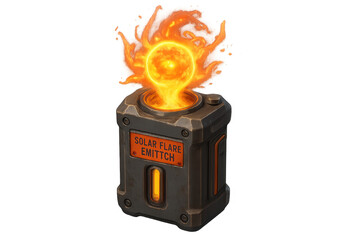 Sci-fi solar flare energy generator on transparent background