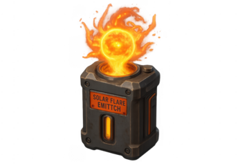 Sci-fi solar flare energy generator on transparent background