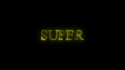 super icon animation glowing neon color business banner sign font letter word template signboard poster 4K VIDEO.