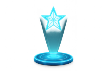 Hologram star projecting from a futuristic podium